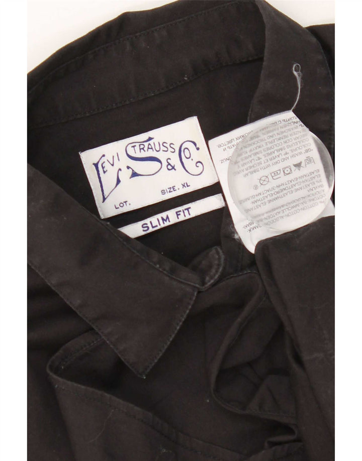 Levi's Hombre Slim Fit Camisa XL Algodón Negro