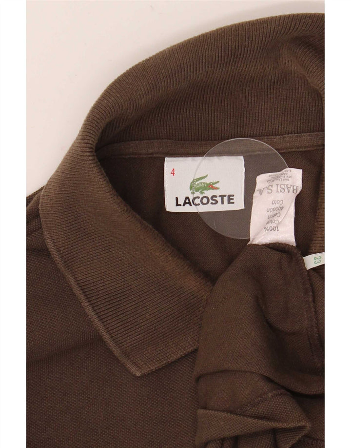 Lacoste Polo de manga larga para hombre talla 4 algodón marrón medio