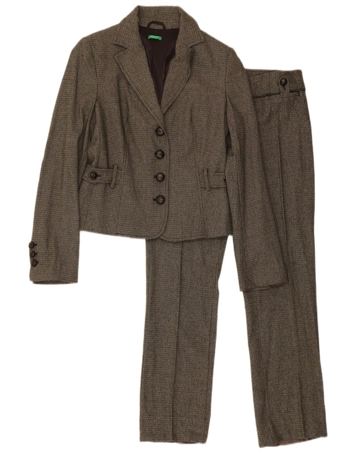 Benetton Traje De 2 Piezas Para Mujer IT 44 Medium W32 L31 Pata De Gallo Verde