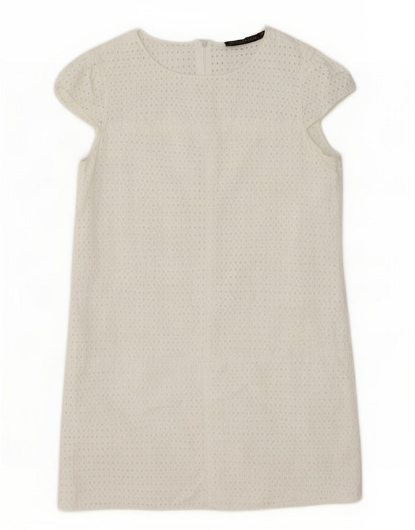 Zara Mujer Vestido Recto UK 42 Mediano Blanco