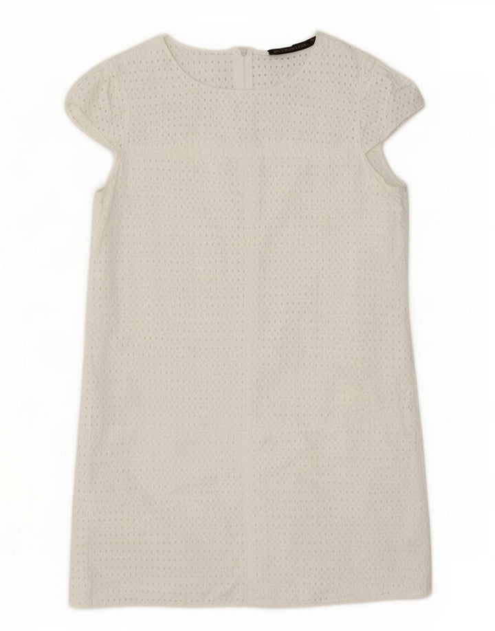 Zara Mujer Vestido Recto UK 42 Mediano Blanco