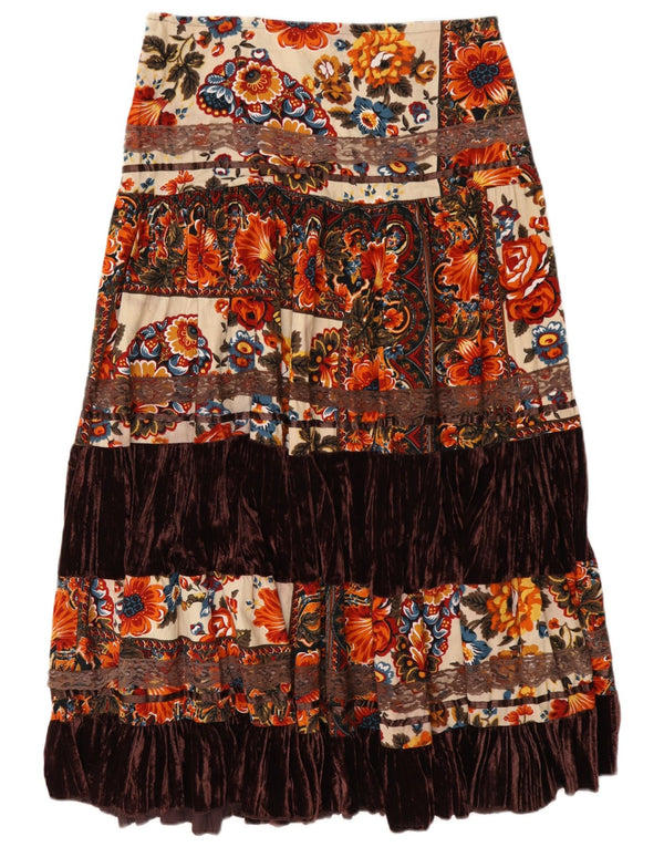 Vintage mujer falda escalonada W32 grande multicolor floral