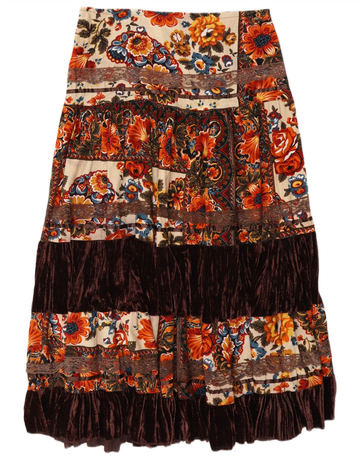 Vintage mujer falda escalonada W32 grande multicolor floral