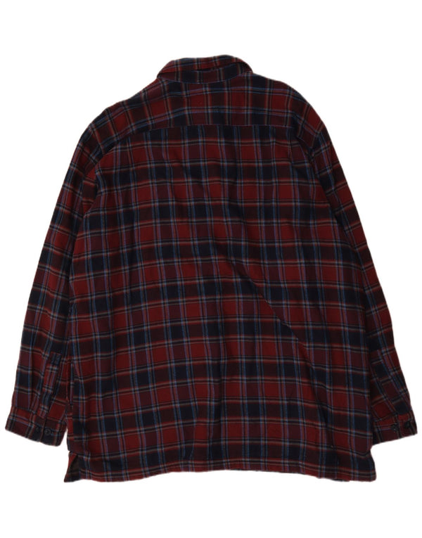 L.L.Bean Camisa de franela Sherpa alta para hombre, talla 2XL, algodón a cuadros burdeos