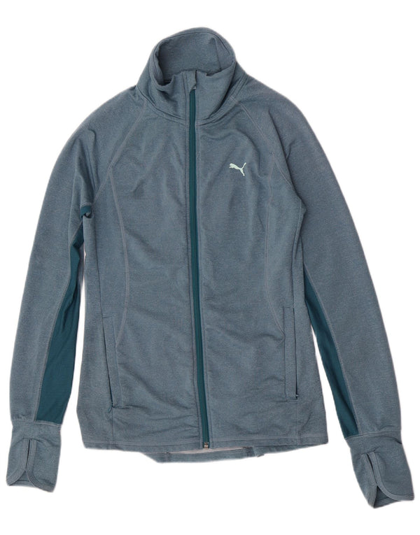 Puma Mujer Chándal Top Chaqueta UK 8 Pequeño Azul Colorblock Poliéster