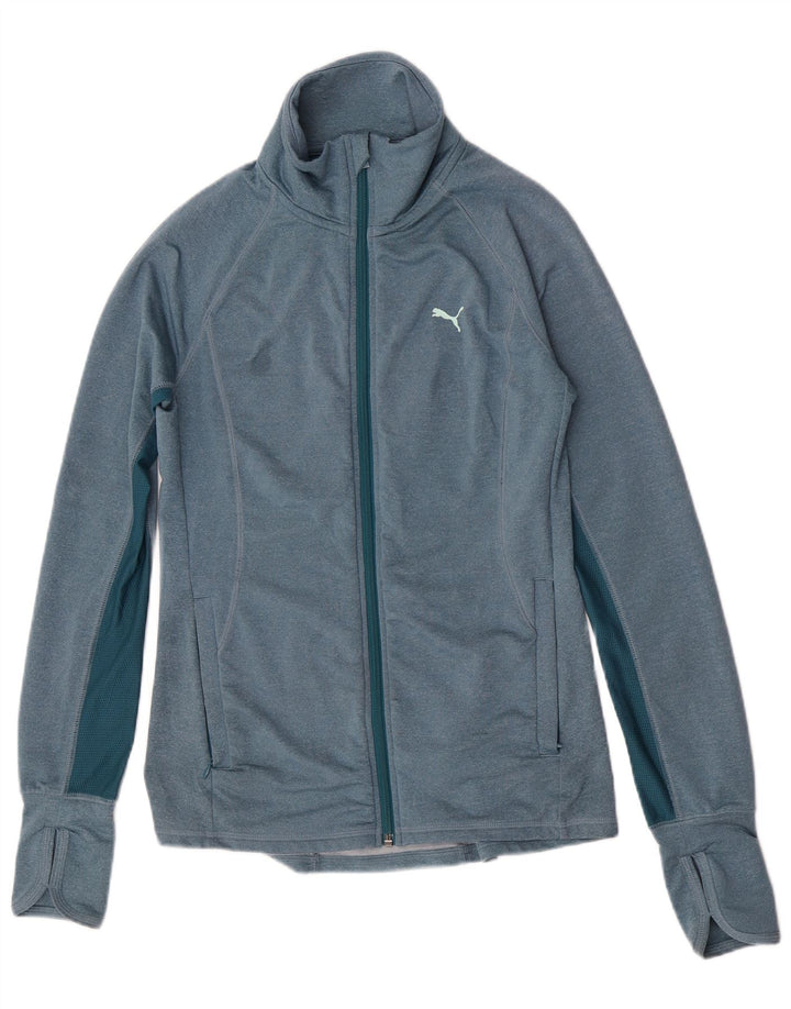 Puma Mujer Chándal Top Chaqueta UK 8 Pequeño Azul Colorblock Poliéster