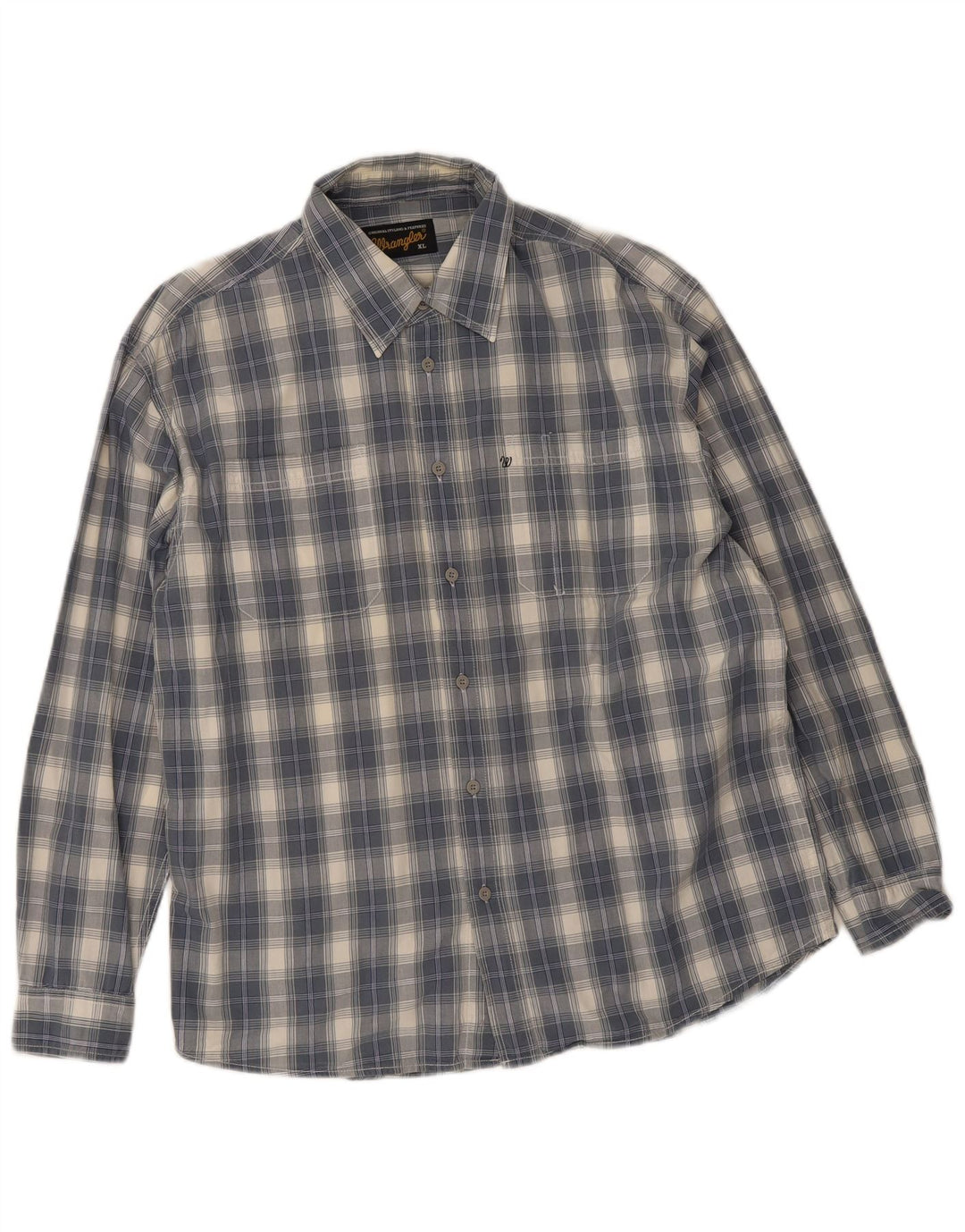 Camisa Wrangler Hombre XL Algodón A Cuadros Azul