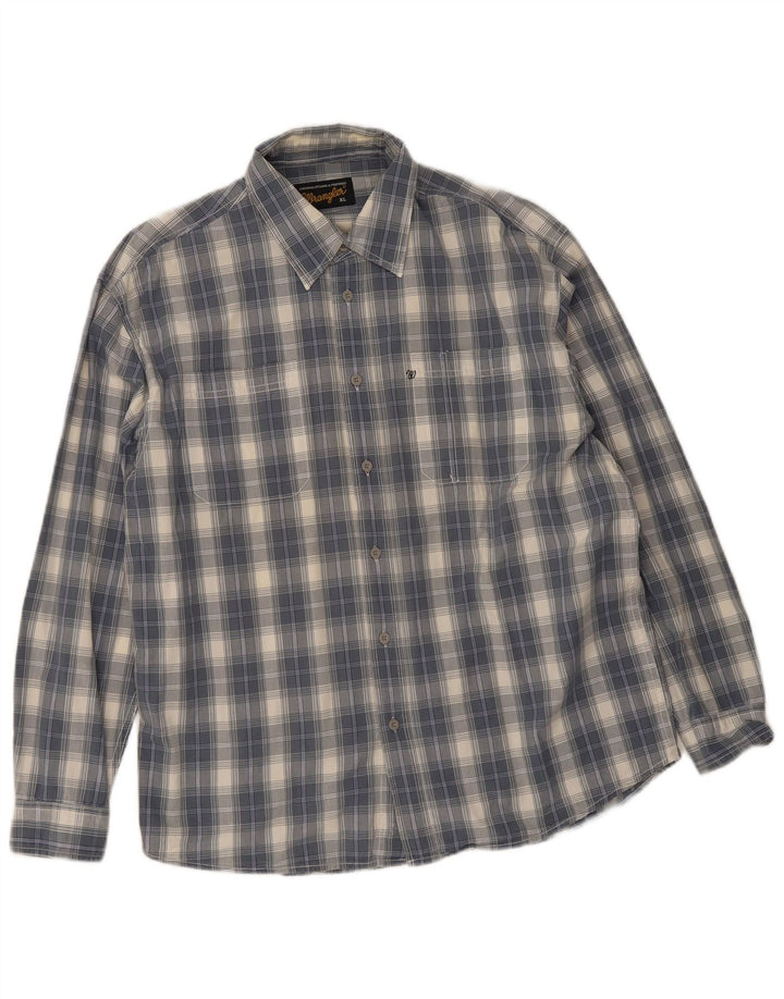 Camisa Wrangler Hombre XL Algodón A Cuadros Azul