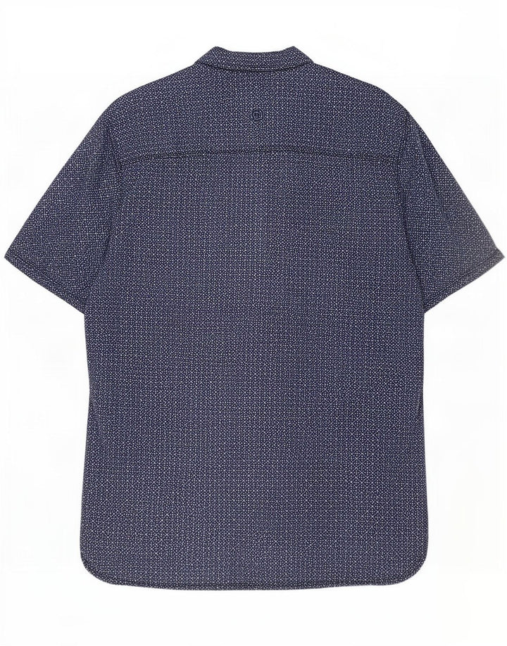 Camisa de corte clásico de manga corta para hombre de Fat Face Azul marino medio Geométrico