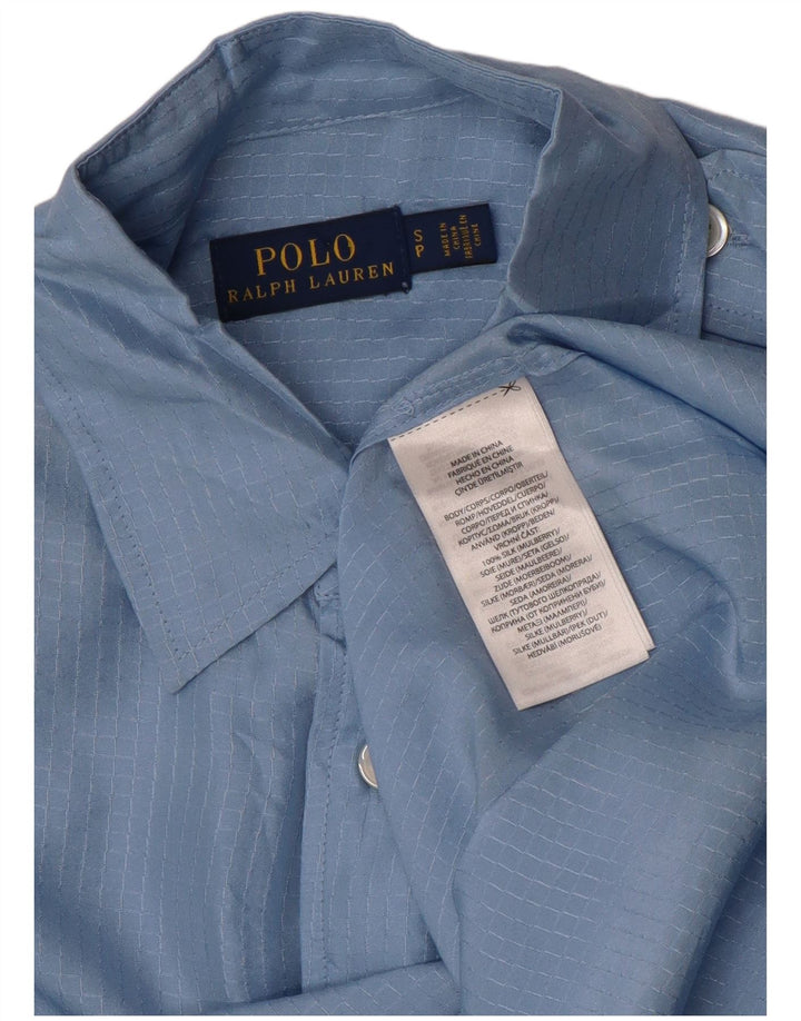 Camisa militar Polo Ralph Lauren para hombre de seda a cuadros azules pequeños
