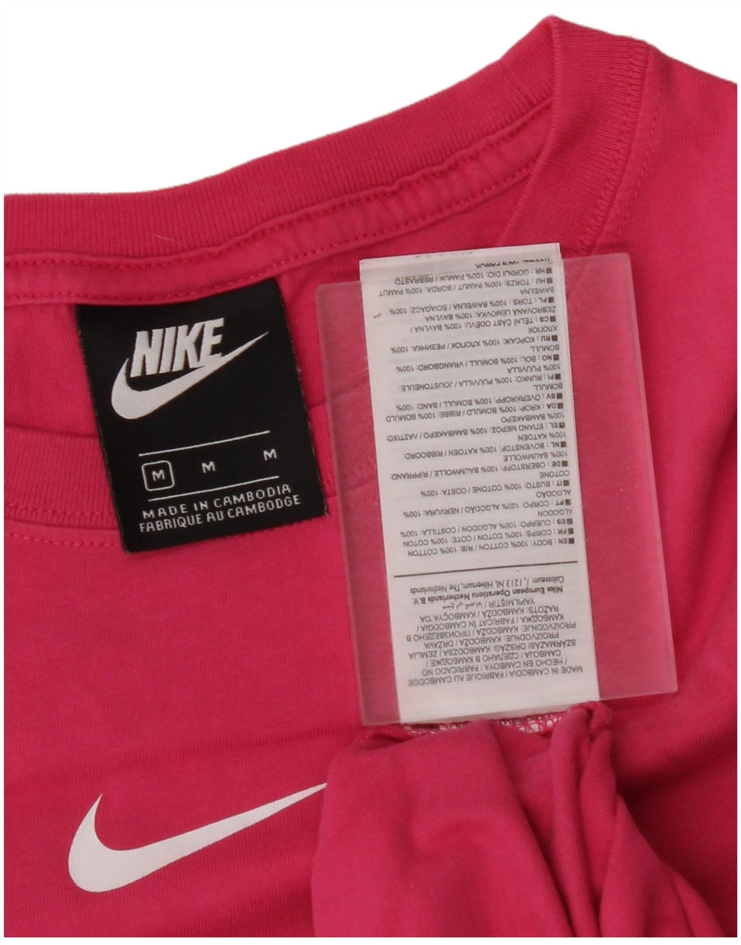 NIKE Camiseta gráfica de manga larga para mujer UK 44 Algodón rosa medio