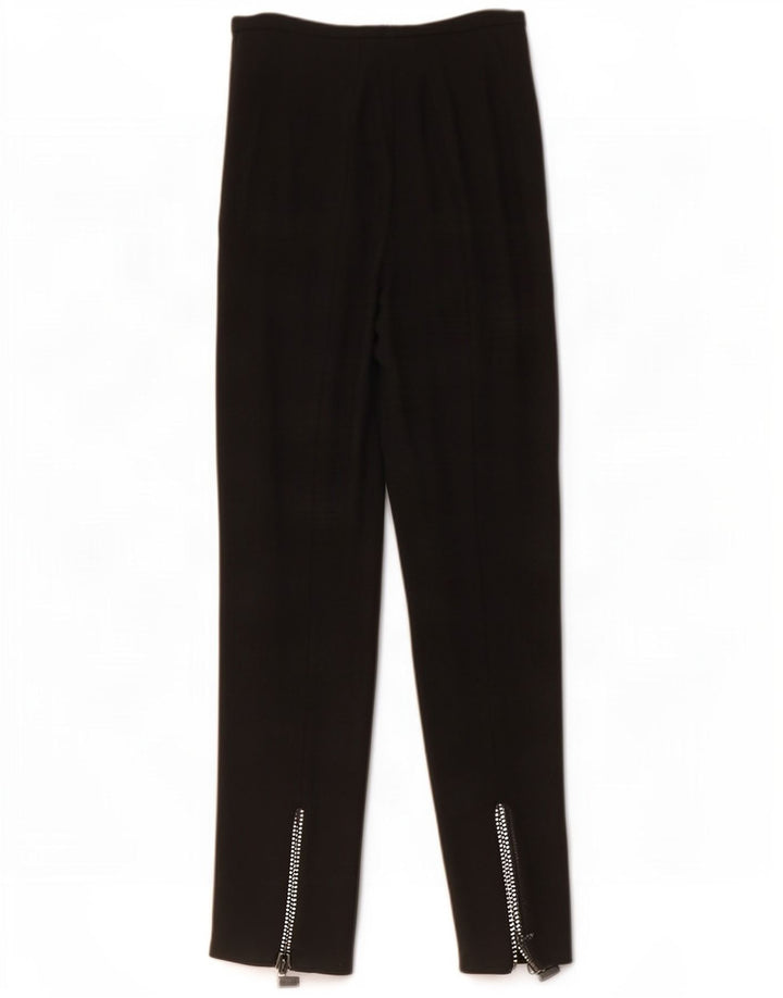 Vintage mujer traje recto pantalones IT 42 Medio W28 L32 Lana Negra