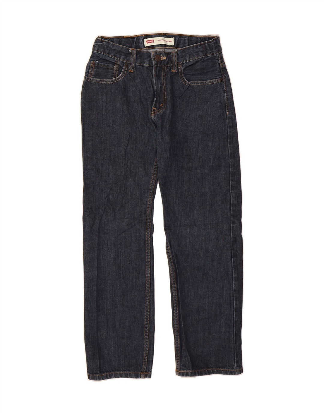 LEVI'S Boys 505 Straight Jeans 11-12 Years W26 L26 Navy Blue Cotton Vintage Levi's and Second-Hand Levi's from Messina Hembry 