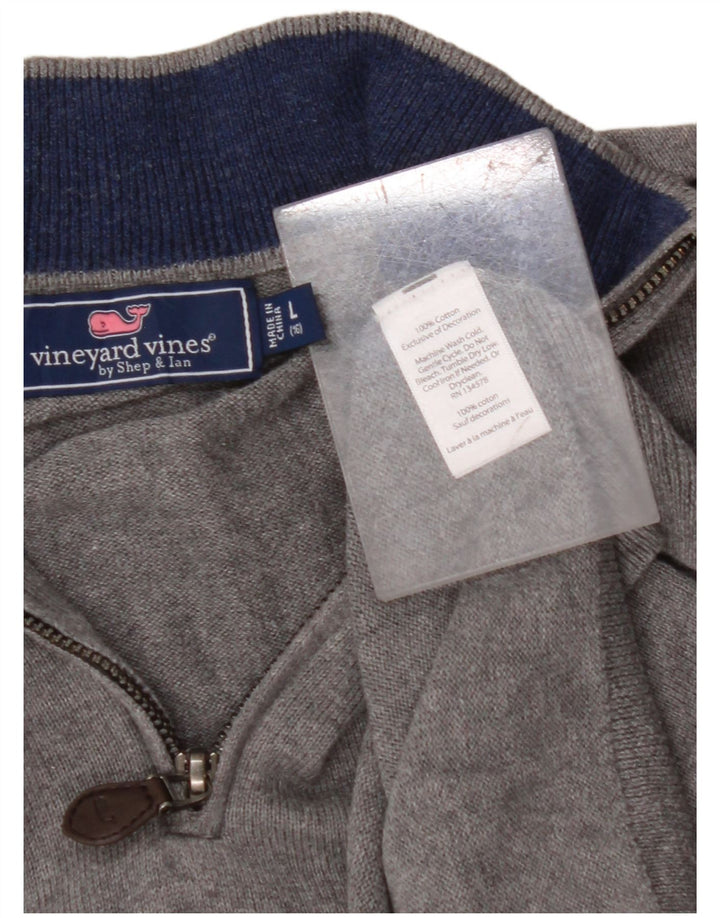 VINEYARD VINES Suéter con cuello y cremallera para niños 15-16 años Grande Gris Algodón