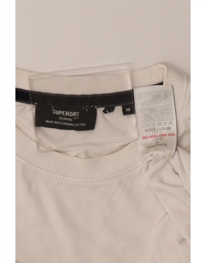 SUPERDRY Hombre Camiseta Top Medium Blanco Algodón