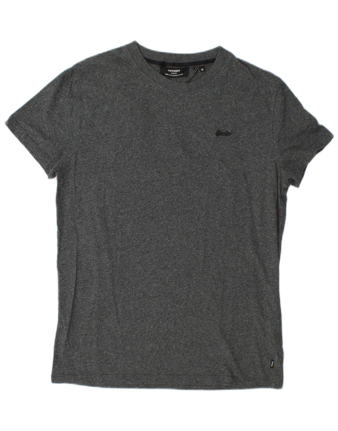 SUPERDRY Hombre Camiseta Top Algodón Moteado Gris Medio