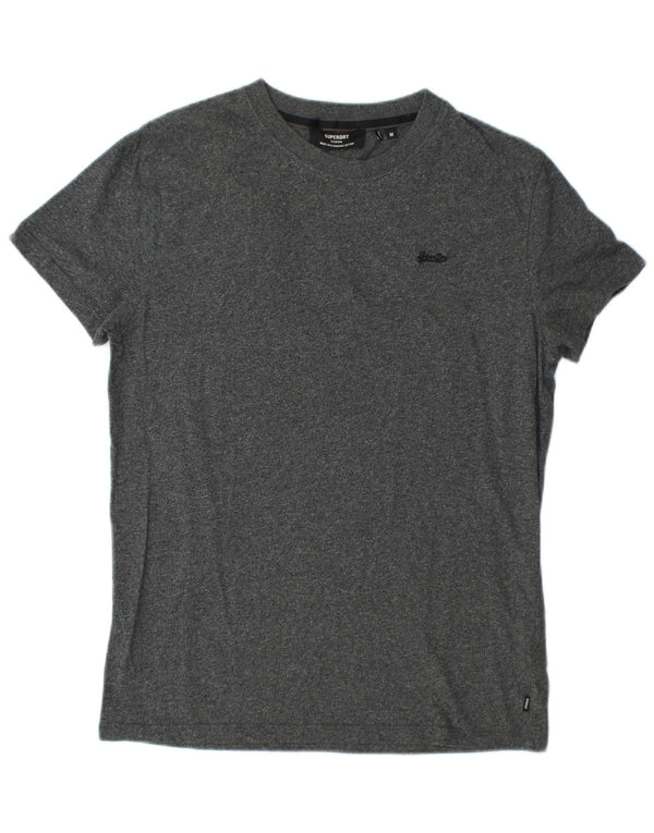 SUPERDRY Hombre Camiseta Top Algodón Moteado Gris Medio
