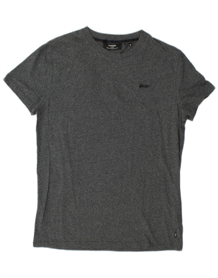SUPERDRY Hombre Camiseta Top Algodón Moteado Gris Medio