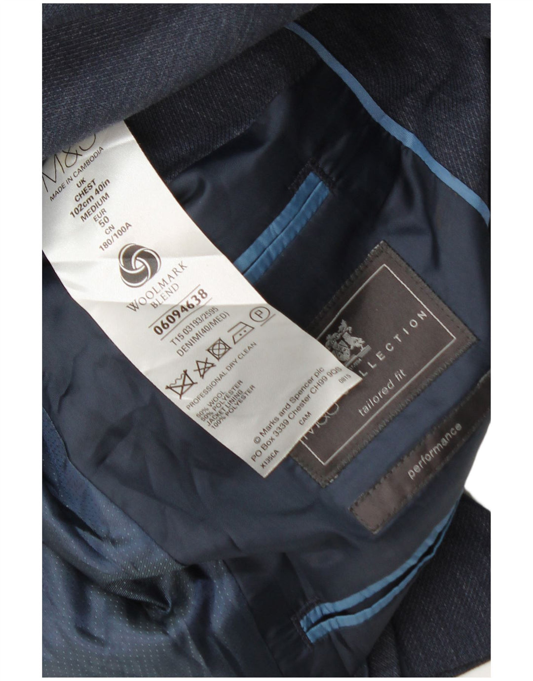 Marks & Spencer Chaqueta tipo blazer entallada para hombre UK 40 Medium Azul marino