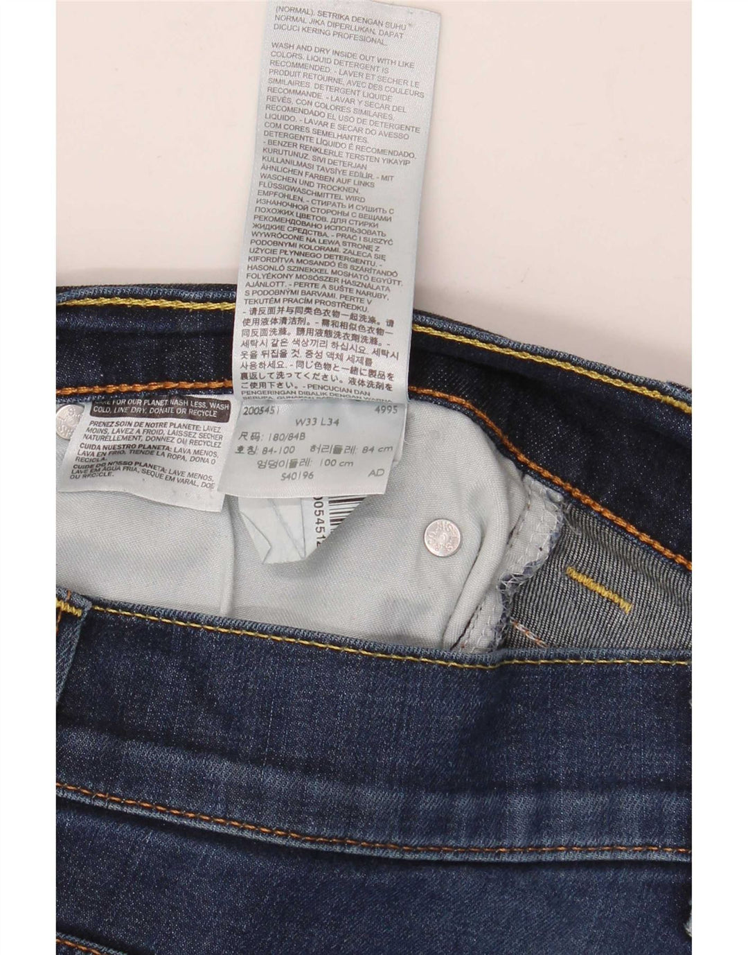 Levi's Hombre 511 Slim Jeans W33 L34 Algodón Azul Marino