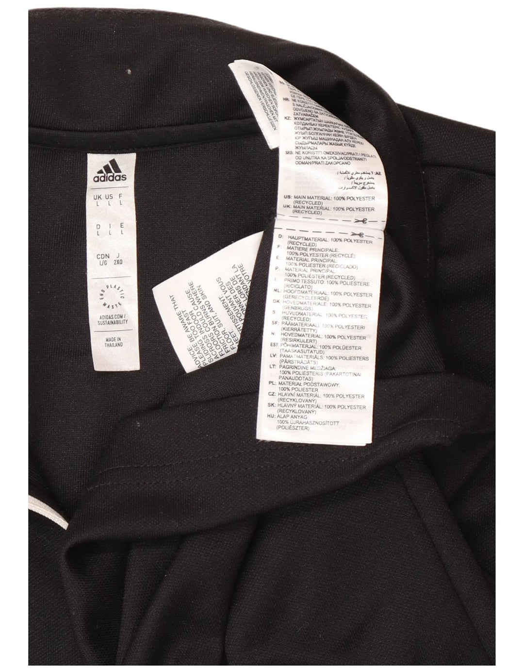 Adidas Hombre Zip Neck Top Manga Larga Grande Negro Poliéster Deportes