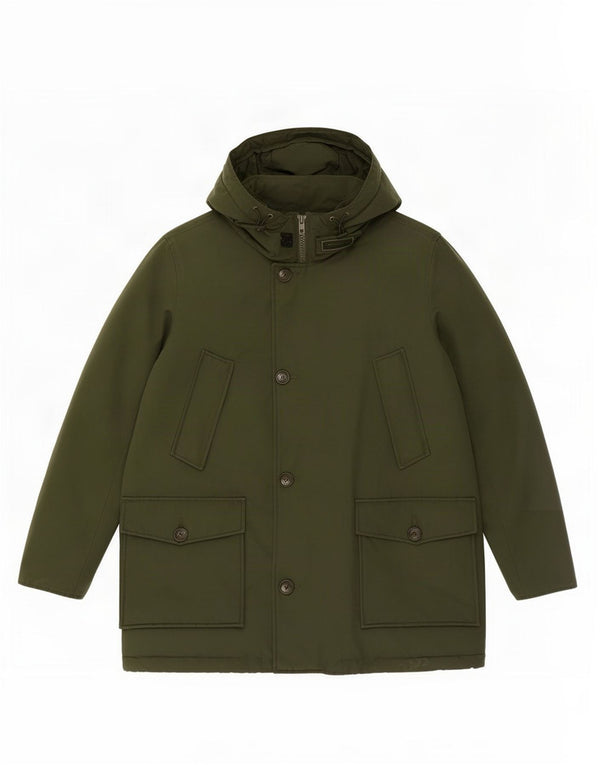 Woolrich Parka acolchada con capucha para hombre UK 38 Medium Khaki Cotton