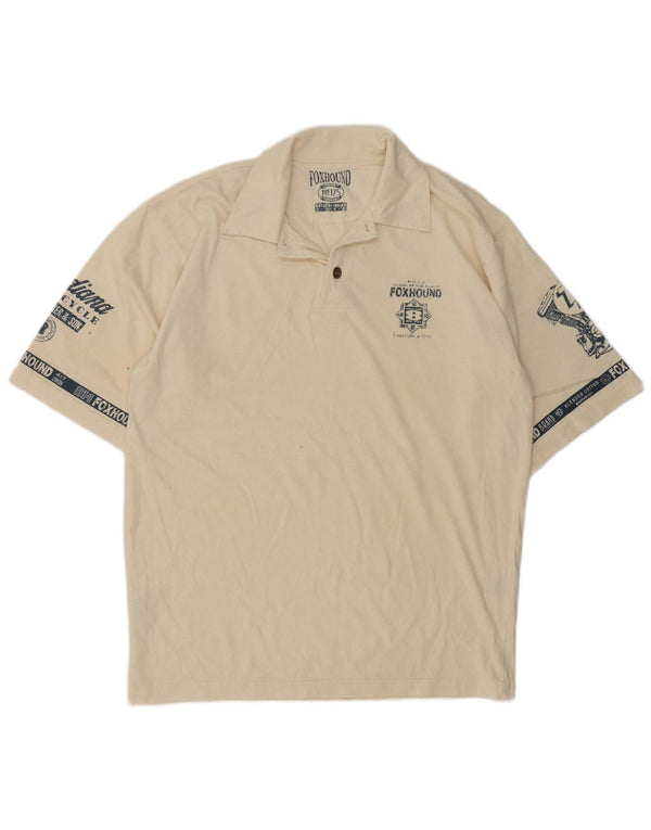 Foxhound Polo gráfico para hombre Algodón beige medio Retro