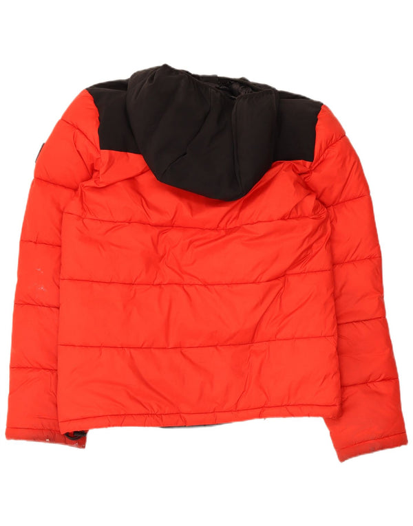 Champion Chaqueta Acolchada Suelta Con Capucha Para Mujer UK 40 Small Rojo Colorblock