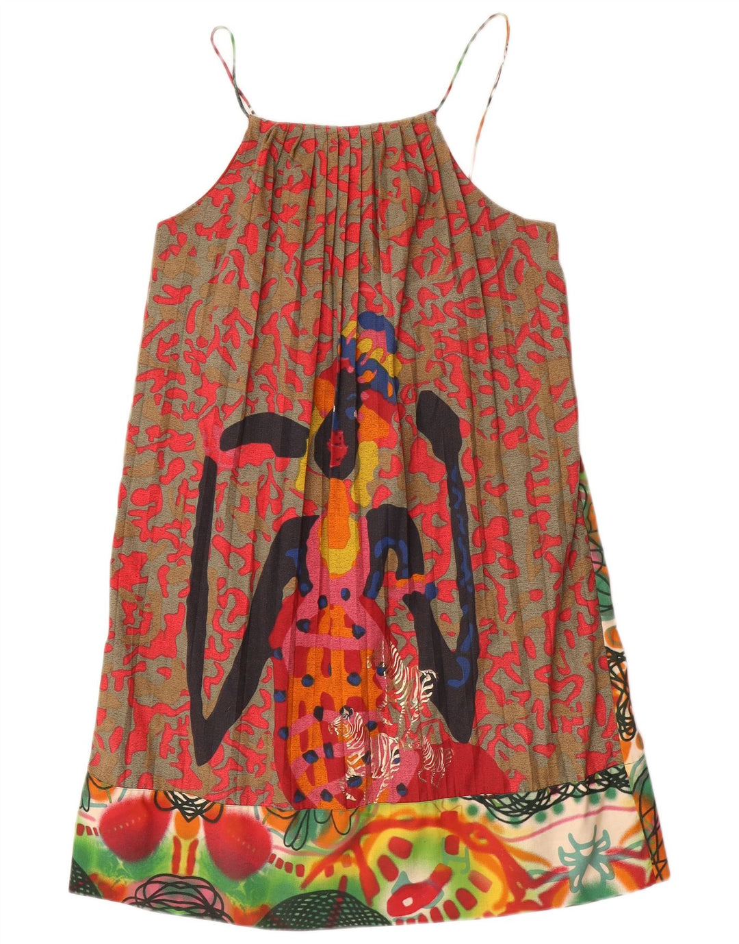 Desigual Vestido de verano con estampado abstracto para mujer EU 42 Grande Multicolor