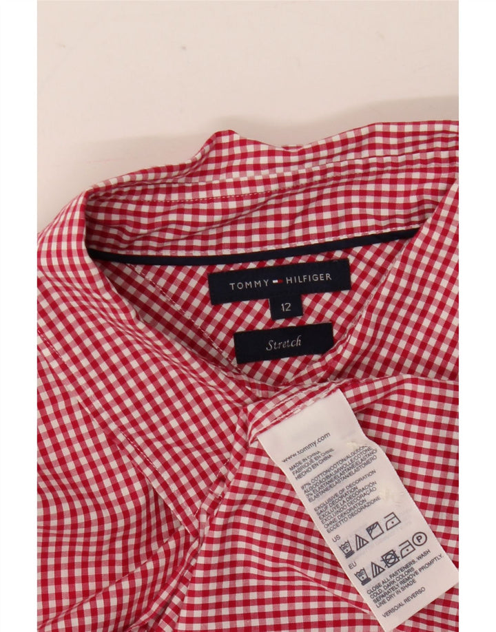 Tommy Hilfiger Camisa para mujer US 12 Grande Rojo Gingham Algodón