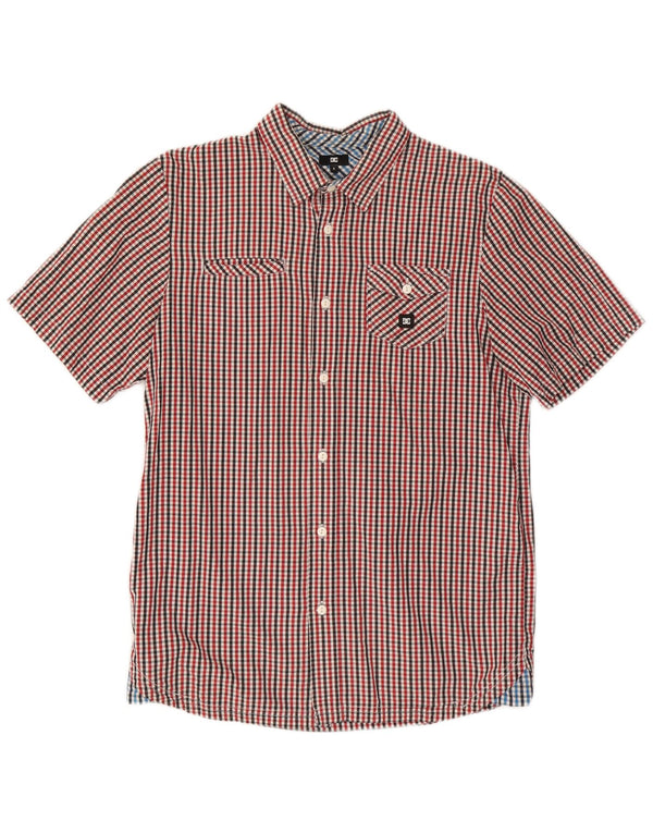 Camisa de manga corta DC para hombre Small Red Check