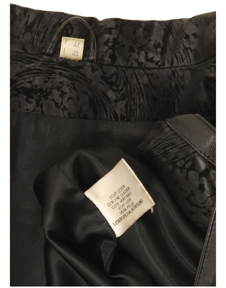 Vintage mujer chaqueta de cuero de gran tamaño IT 48 2XL cuero negro