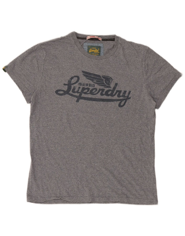 Superdry Camiseta gráfica para hombre Top XL de algodón moteado gris