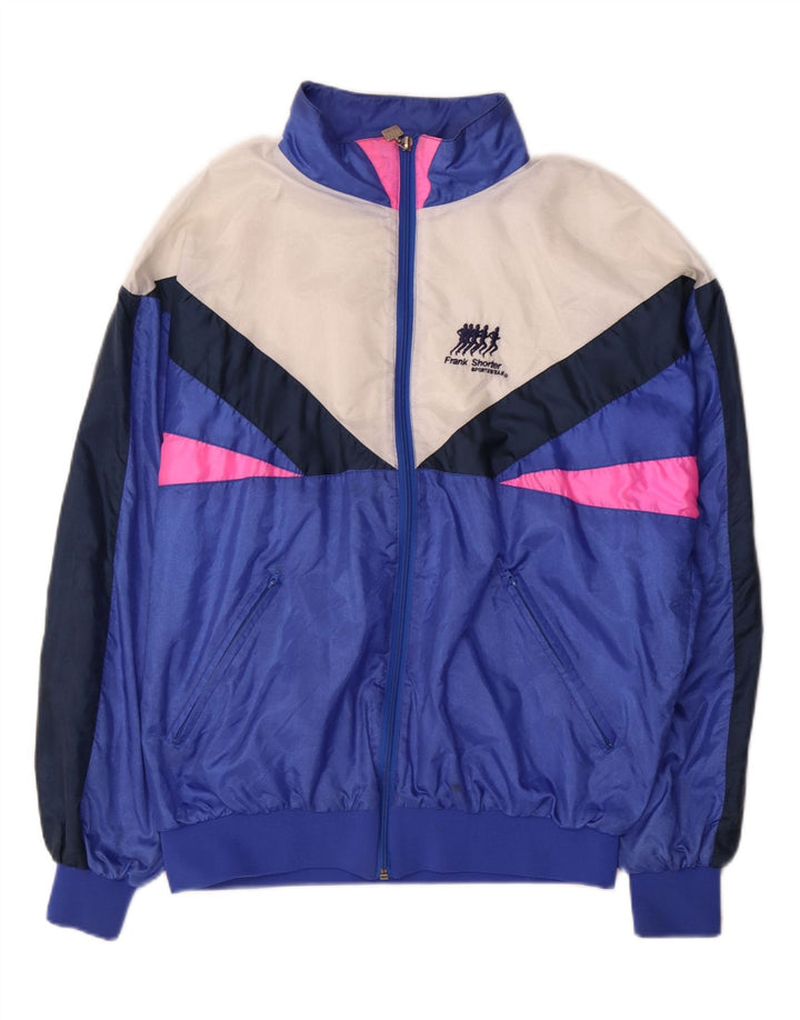 Frank Shorter - Chaqueta de chándal para hombre, talla grande, nailon color block, color azul