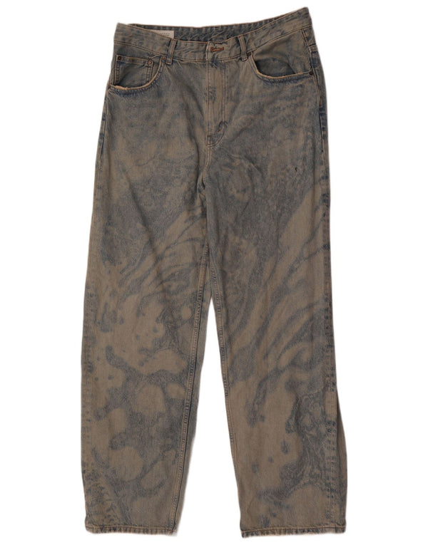 Zara Jeans rectos para hombre EU 42 Large W32 L32 Blue Tie Dye