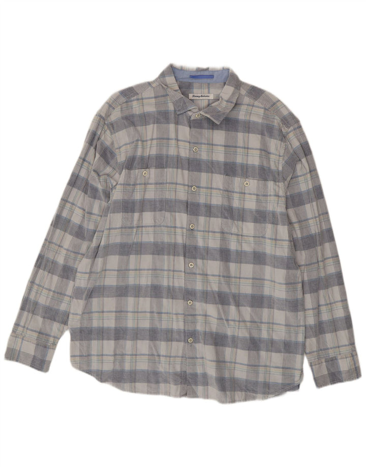 Tommy Bahama Camisa para hombre 2XL Algodón a cuadros azules