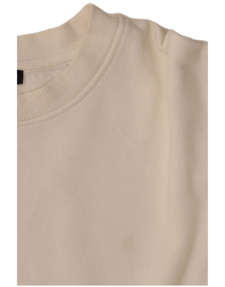 Zara Mujer Crop Oversize Sudadera Jumper UK 10 Small White Cotton