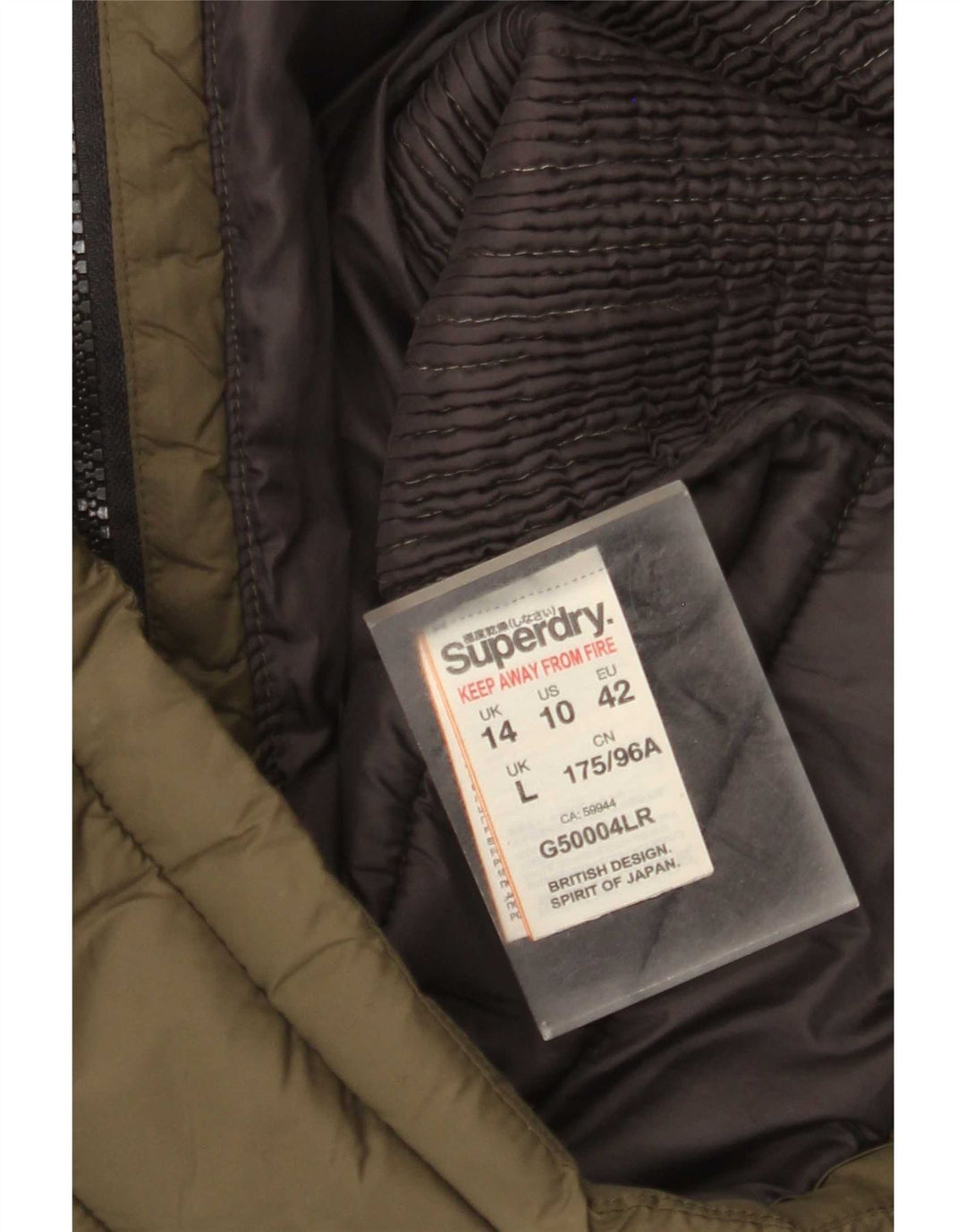 Superdry Chaqueta Acolchada Con Capucha Para Mujer UK 44 Medium Caqui Nylon