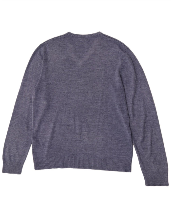 Marks & Spencer Jersey con cuello en V en color azul Harbor para hombre con moteados en azul medio