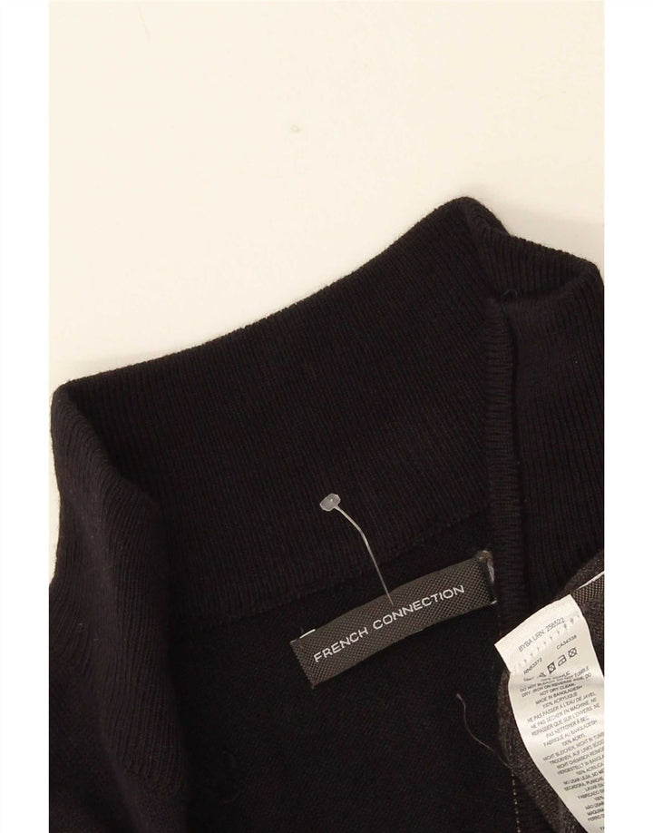 French Connection Jersey tipo jersey con cremallera en el cuello para hombre, color negro mediano