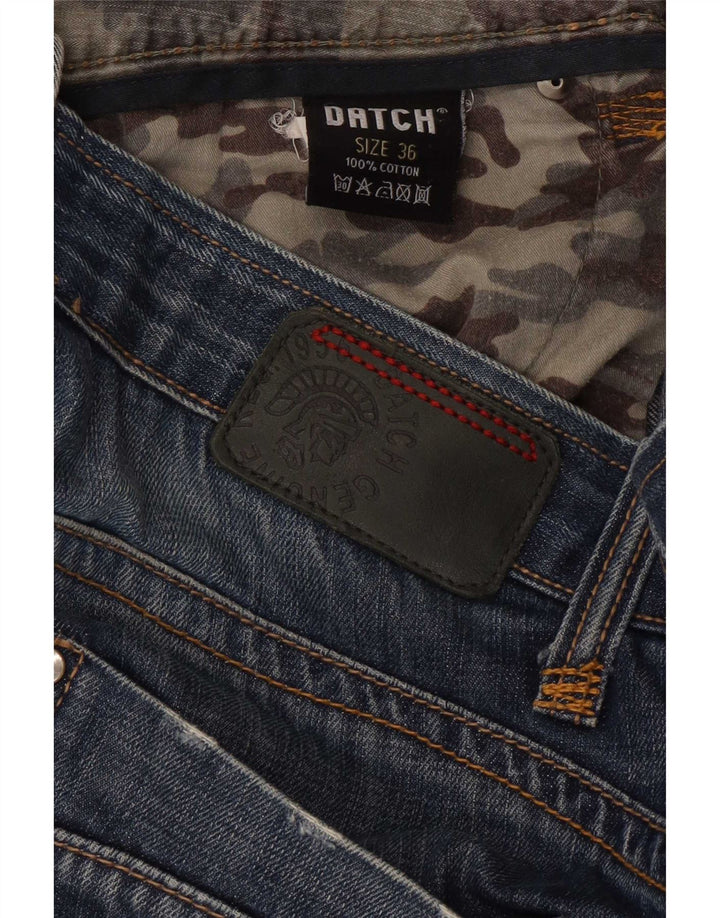 Datch Jeans Rectos Desgastados para Hombre W36 L30 Algodón Azul Marino