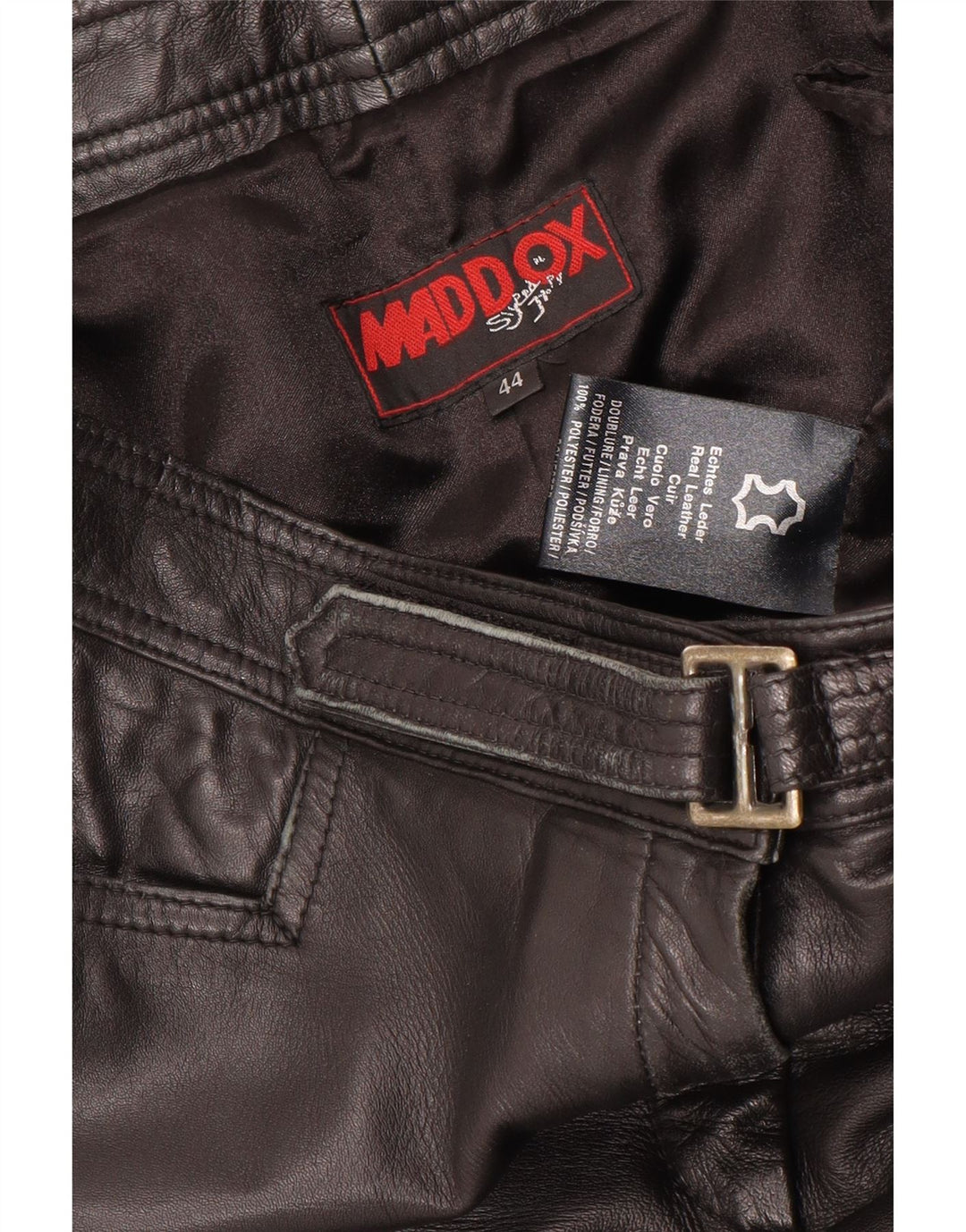 Maddox Pantalones rectos de cuero para mujer IT 44 Medium W32 L32 Negro