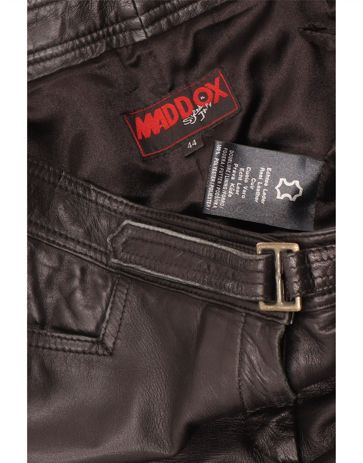 Maddox Pantalones rectos de cuero para mujer IT 44 Medium W32 L32 Negro