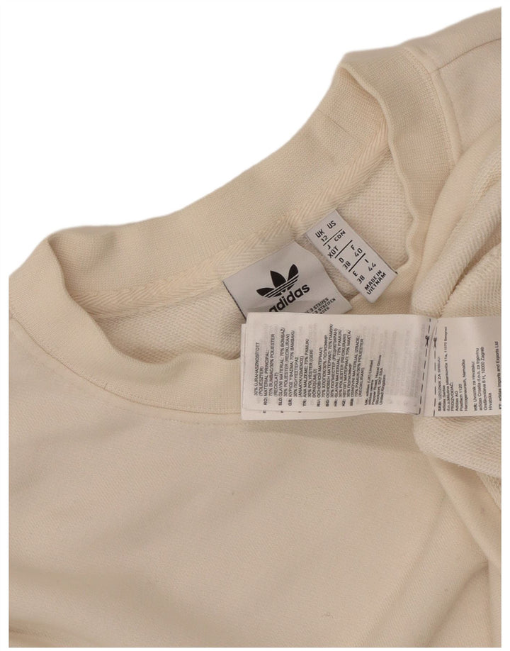 Adidas - Sudadera de gran tamaño con gráfico para mujer, talla 12, algodón blanco mediano