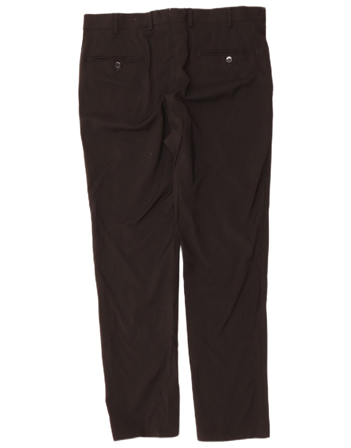 MASSIMO DUTTI Pantalón de traje ajustado para hombre EU 44 Large W34 L31 Lana negra