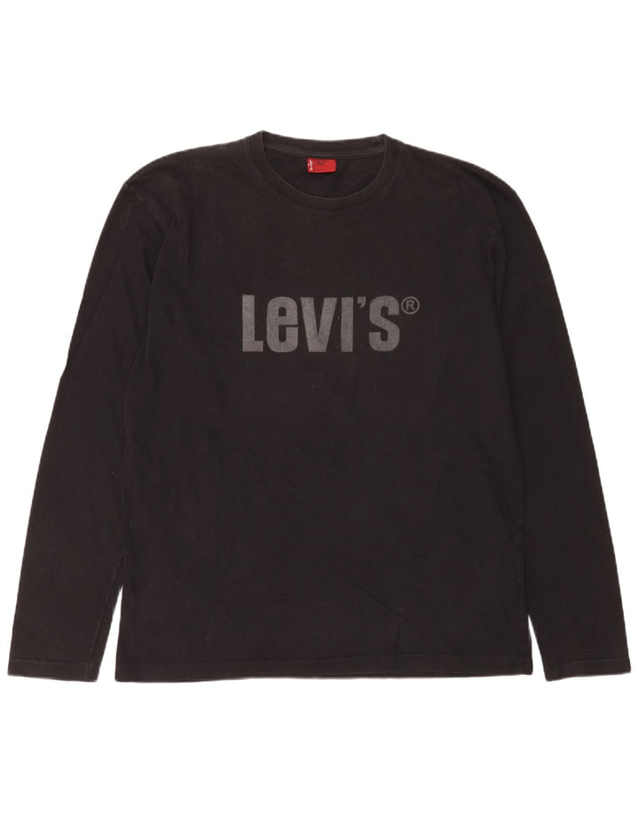 Levi's Mens Graphic Top Manga Larga Grande Algodón Negro