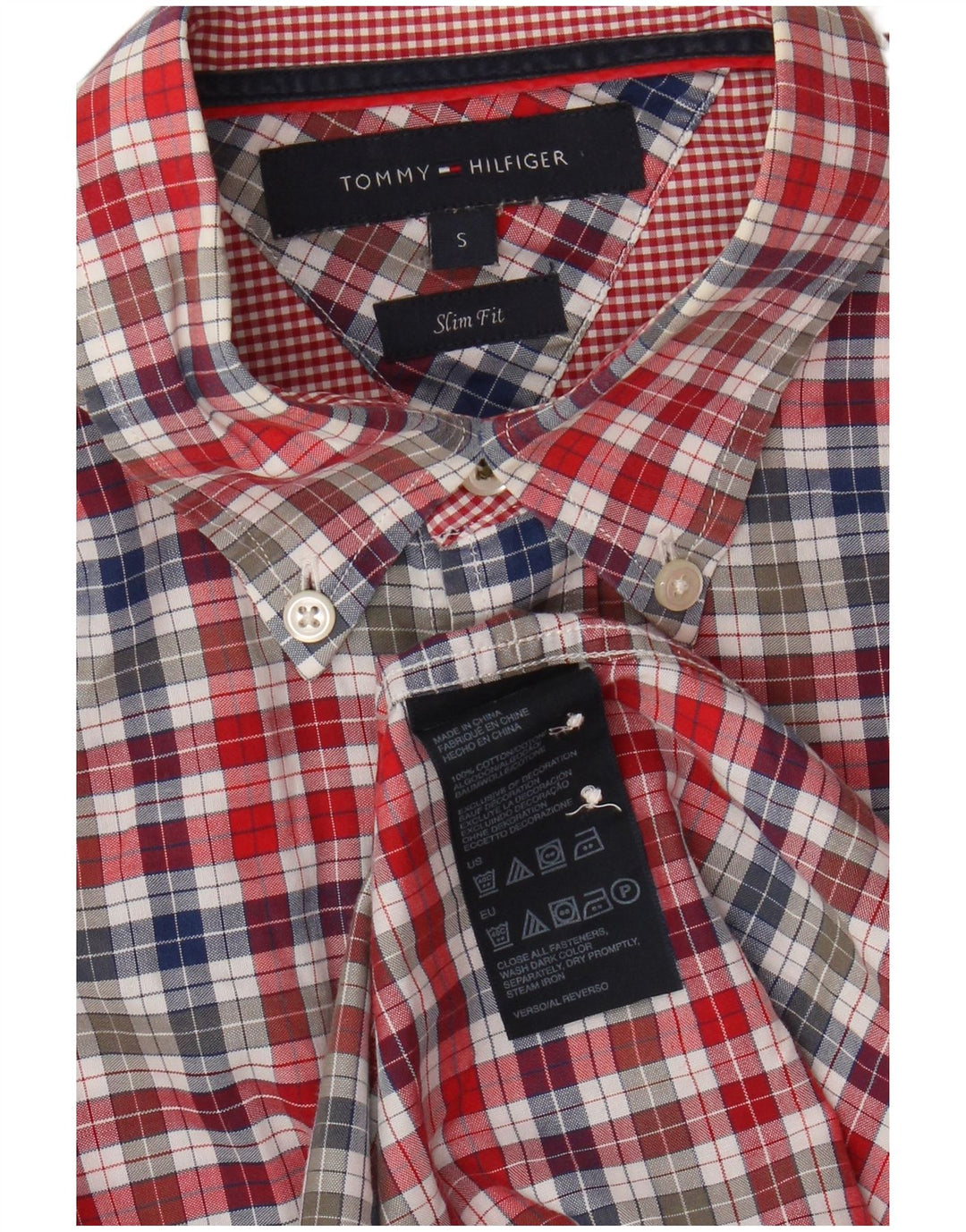 Camisa Tommy Hilfiger Slim Fit de algodón a cuadros multicolor para hombre