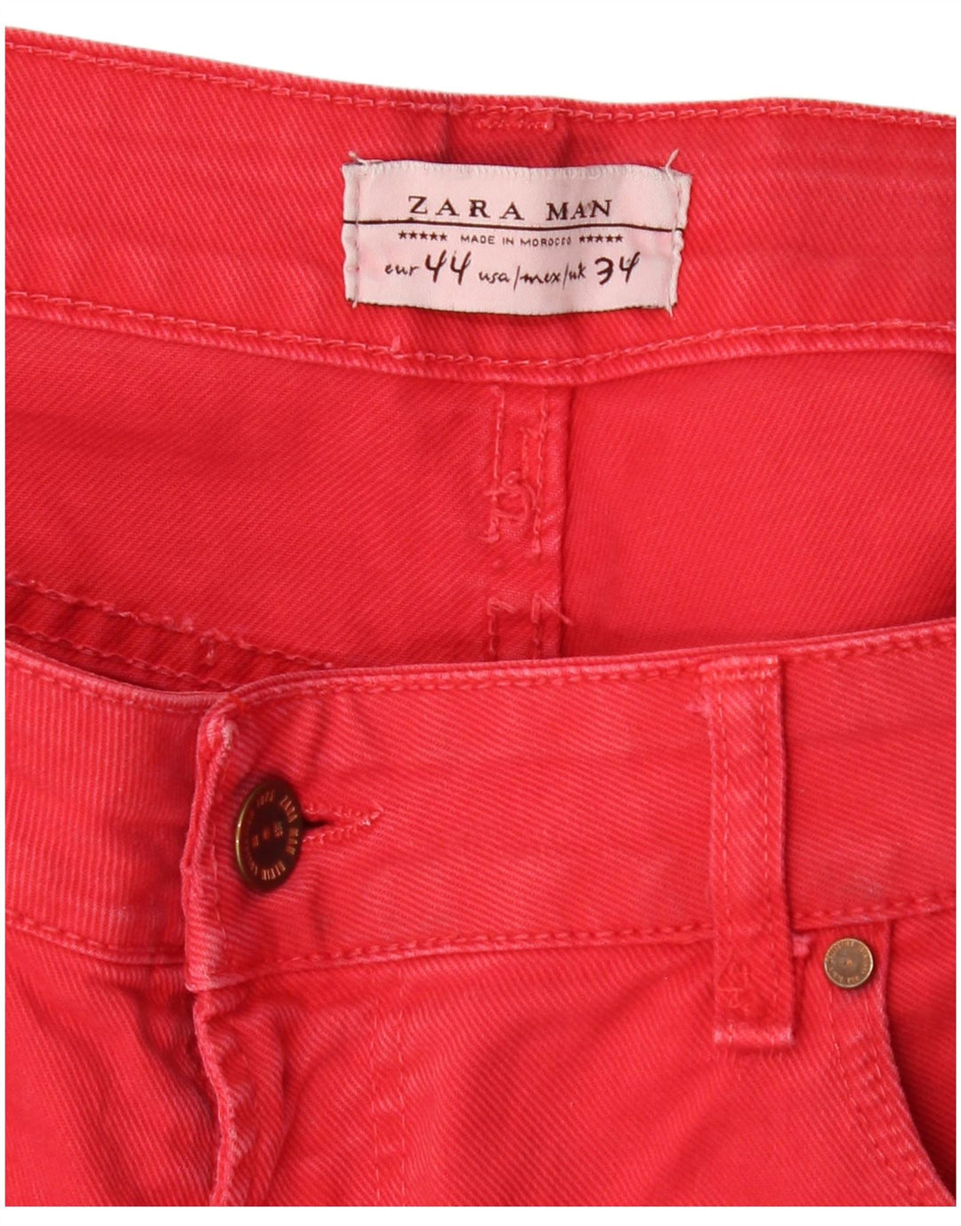 ZARA Pantalones cortos de mezclilla para hombre EU 44 Large W34 Rojo