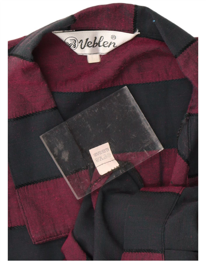 VINTAGE Blusa de camisa con lazo frontal para mujer Reino Unido 16 Rayas negras medianas