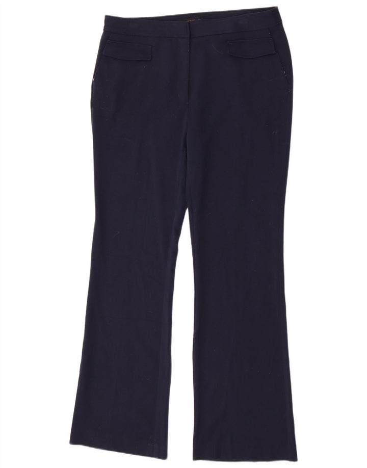 Zara Mujer Pantalón Casual Bootcut XL W32 L34 Poliéster Azul Marino